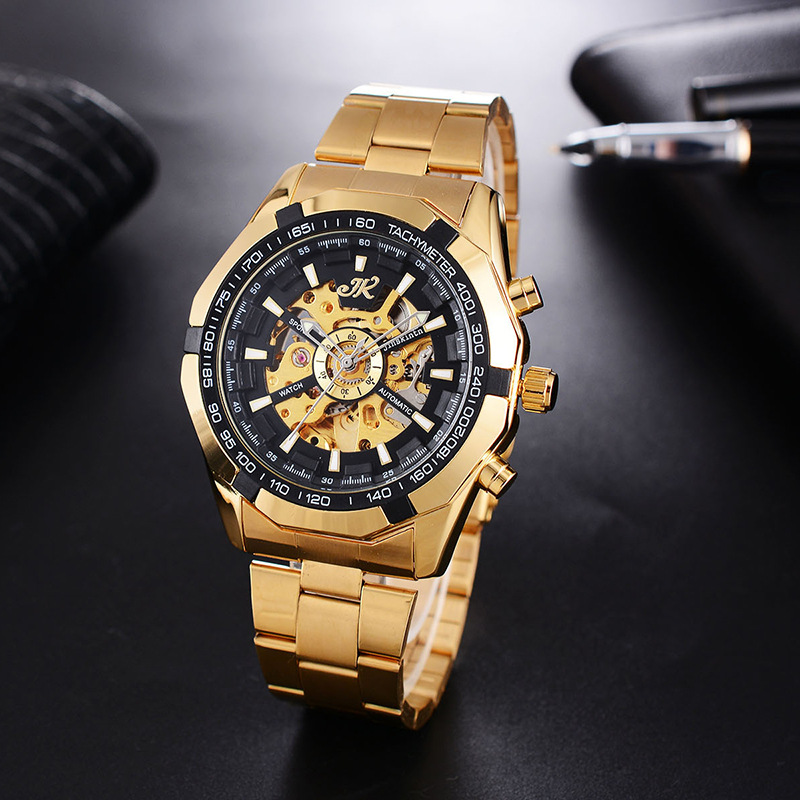 Mens Mechanical Watch Steel Band Fashion Watch High-End Hollow