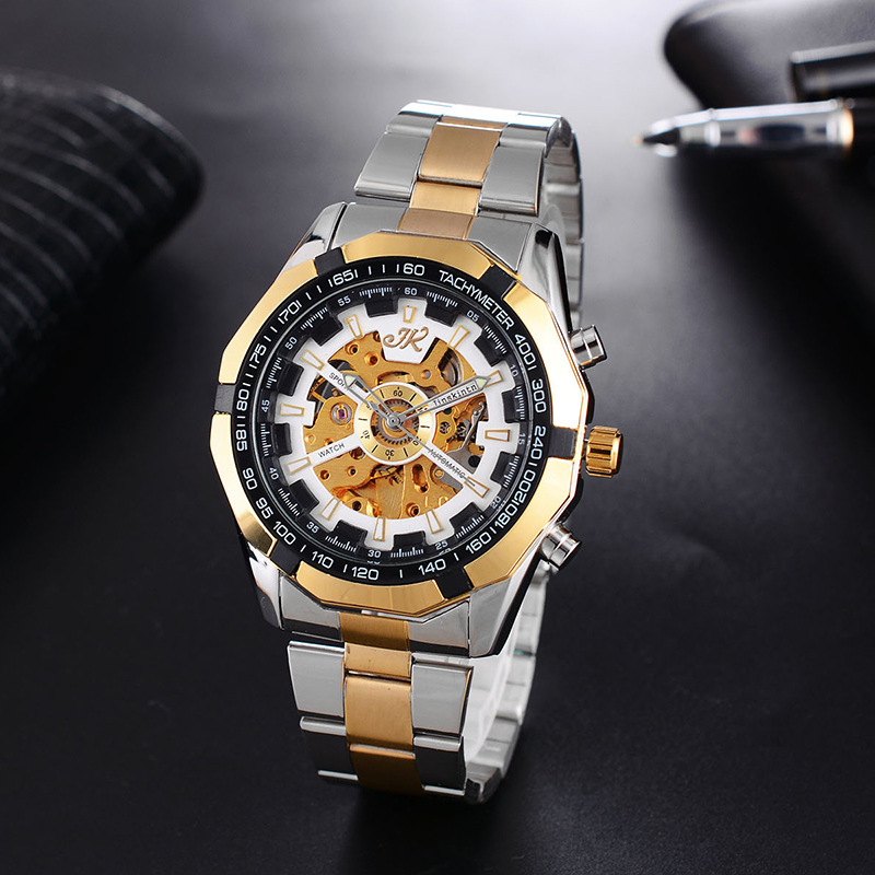 Mens Mechanical Watch Steel Band Fashion Watch High-End Hollow