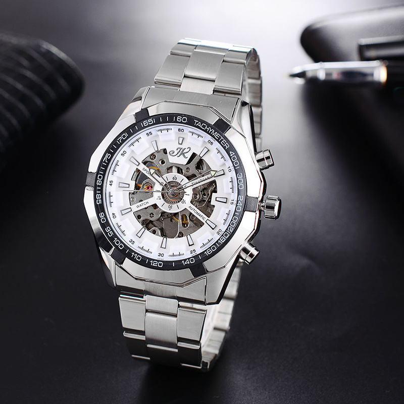 Mens Mechanical Watch Steel Band Fashion Watch High-End Hollow