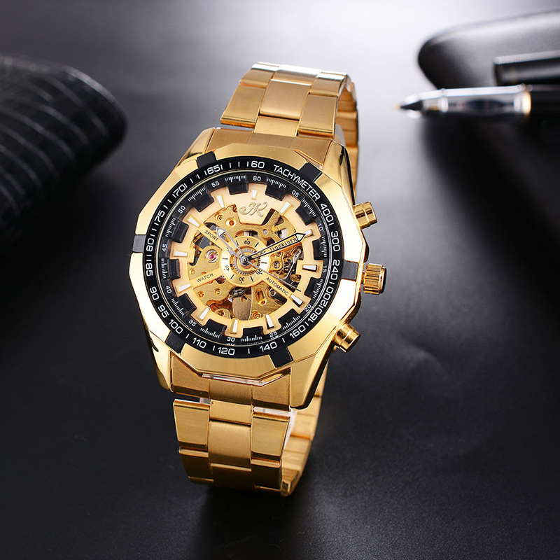 Mens Mechanical Watch Steel Band Fashion Watch High-End Hollow