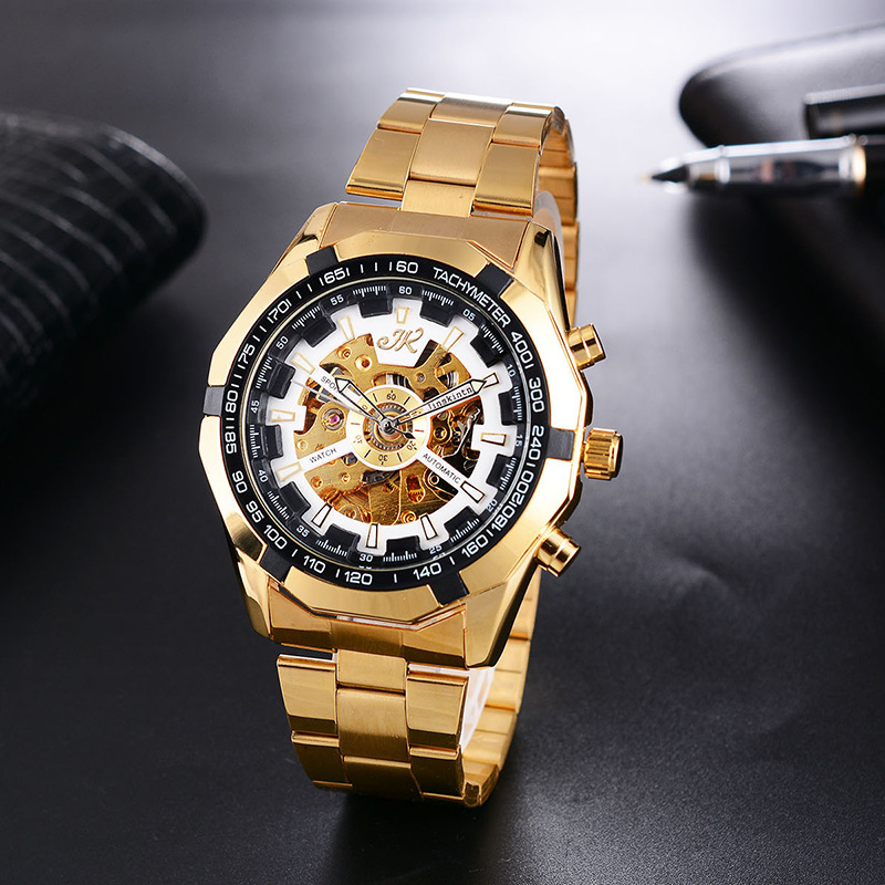 Mens Mechanical Watch Steel Band Fashion Watch High-End Hollow