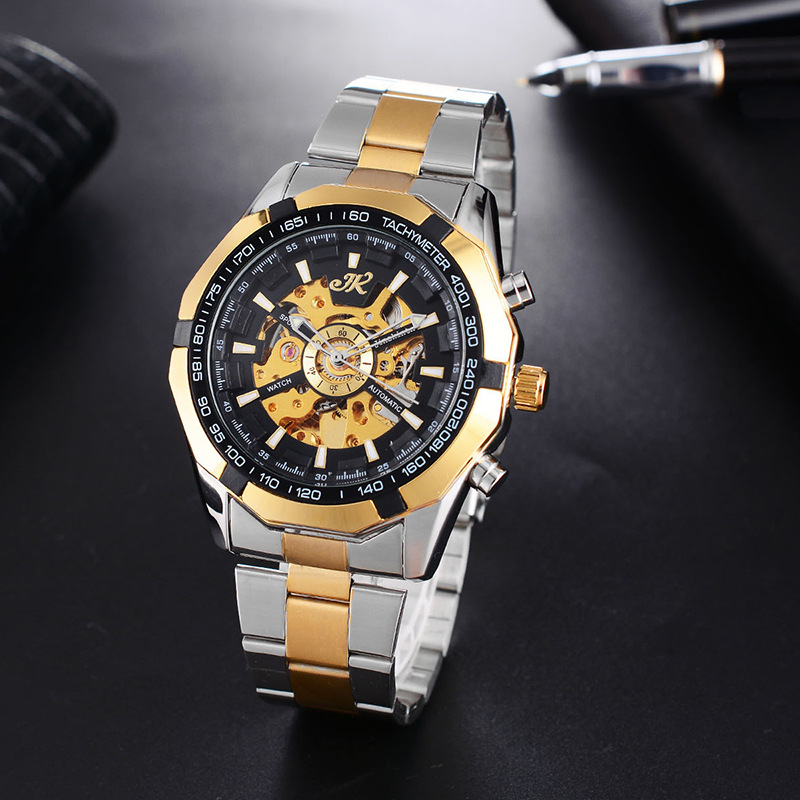 Mens Mechanical Watch Steel Band Fashion Watch High-End Hollow
