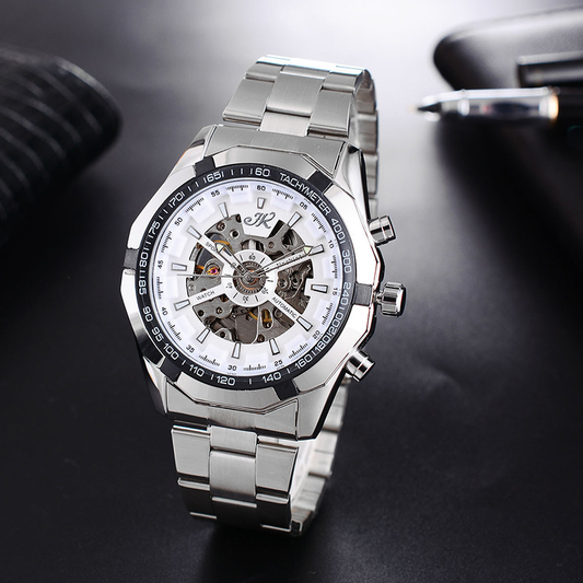 Mens Mechanical Watch Steel Band Fashion Watch High-End Hollow
